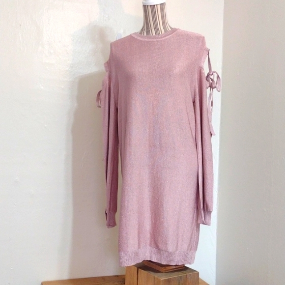 Lovers & Friends Ezra Pink Metallic Tie Sweater Dress Size XL NWT - Picture 6 of 16